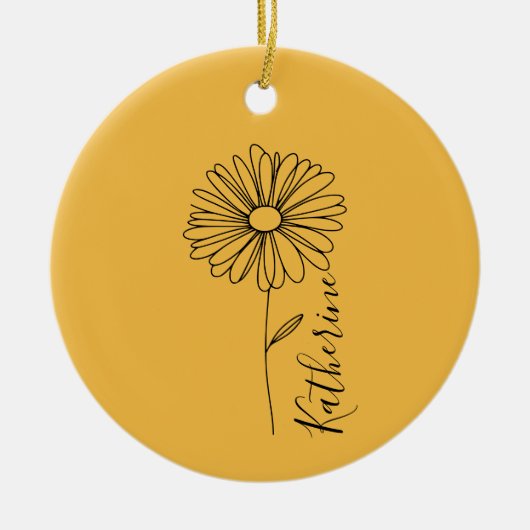 Gepersonaliseerde naam April daisy Geboorte Bloem Keramisch Ornament (Voorkant)