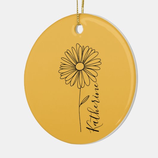 Gepersonaliseerde naam April daisy Geboorte Bloem Keramisch Ornament (Links)