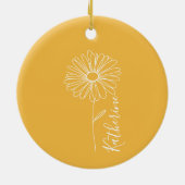 Gepersonaliseerde naam April daisy Geboorte Bloem Keramisch Ornament (Achterkant)