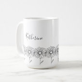 Gepersonaliseerde naam April daisy Geboorte Bloem Koffiemok (Voorkant links)