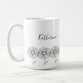 Gepersonaliseerde naam April daisy Geboorte Bloem Koffiemok (Links)