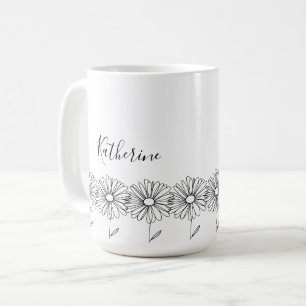 Gepersonaliseerde naam April daisy Geboorte Bloem Koffiemok