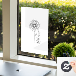 Gepersonaliseerde naam April daisy Geboorte Bloem Raamsticker