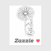 Gepersonaliseerde naam April daisy Geboorte Bloem Sticker (Vel)