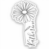 Gepersonaliseerde naam April daisy Geboorte Bloem Sticker (Voorkant)