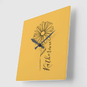 Gepersonaliseerde naam April daisy Geboorte Bloem Vierkante Klok (Hoek)