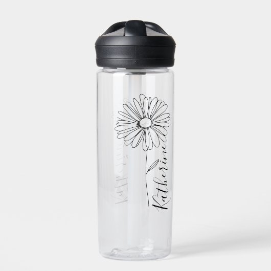 Gepersonaliseerde naam April daisy Geboorte Bloem Waterfles (Voorkant)