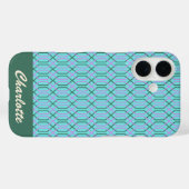 Gepersonaliseerde naam Aqua Blue  Geometric Case-Mate iPhone Case (Achterkant (horizontaal))