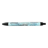 Gepersonaliseerde naam Aqua Blue White Zwarte Inkt Pen (Voorkant)
