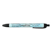 Gepersonaliseerde naam Aqua Blue White Zwarte Inkt Pen (Bodem)