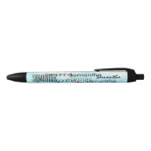 Gepersonaliseerde naam Aqua Blue White Zwarte Inkt Pen (Bovenkant)