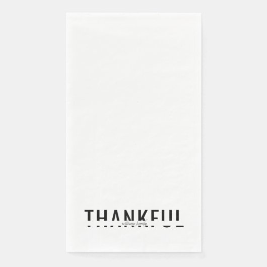 Gepersonaliseerde naam B/W Thankful Holiday Servet (Voorkant)