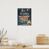 Gepersonaliseerde naam Baby Boys Nursery Alphabet Poster (Keuken)