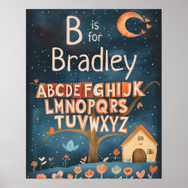 Gepersonaliseerde naam Baby Boys Nursery Alphabet Poster