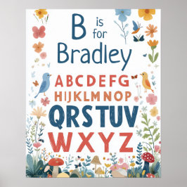 Gepersonaliseerde naam Baby Boys Nursery Alphabet Poster