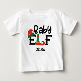 Gepersonaliseerde Naam Baby Elf Kerst T-shirt