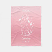 Gepersonaliseerde naam Baby Girl Stier Zodiac Pink Fleece Deken (Voorkant)