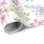 Gepersonaliseerde Naam Baby Meisje Bloemen Wikkelp Cadeaupapier (Rol Hoek)