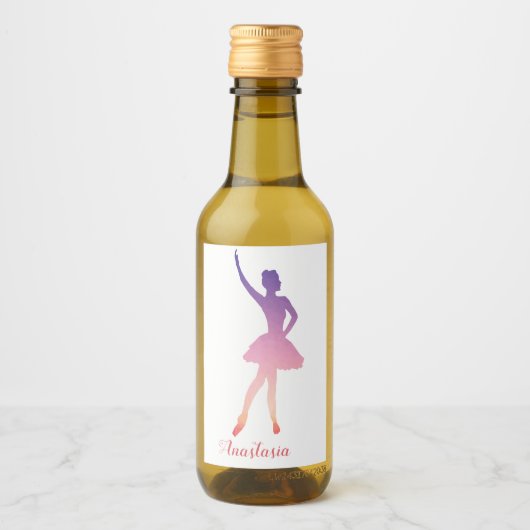 Gepersonaliseerde naam ballerina modern wijn etiket (Voorkant)