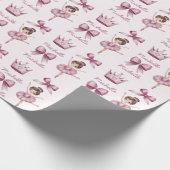 Gepersonaliseerde Naam Ballet Ballerina Roze Patro Cadeaupapier (Hoek)