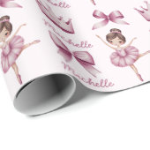 Gepersonaliseerde Naam Ballet Ballerina Roze Patro Cadeaupapier (Rol Hoek)