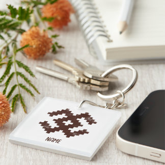 Gepersonaliseerde naam Baltische patroon Pixelated Sleutelhanger