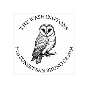 Gepersonaliseerde naam Barn Owl Retour Adres Stamp Rubberstempel