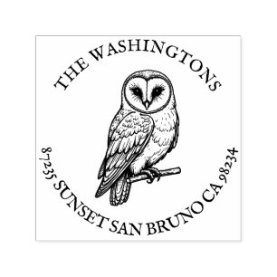 Gepersonaliseerde naam Barn Owl Retour Adres Stamp Zelfinktende Stempel