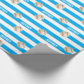 Gepersonaliseerde Naam Baseball Blauw & Wit Cadeaupapier (Hoek)