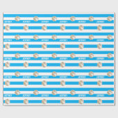 Gepersonaliseerde Naam Baseball Blauw & Wit Cadeaupapier (Vlak)