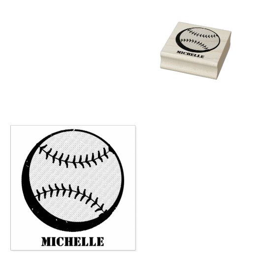 Gepersonaliseerde naam Baseball Rubberstempel (Gestempeld)