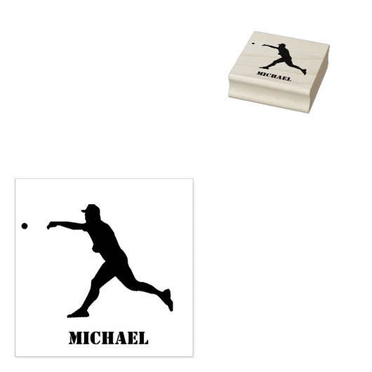 Gepersonaliseerde naam Baseball Rubberstempel (Gestempeld)