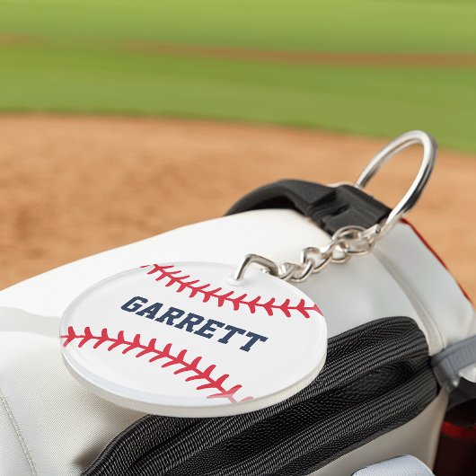 Gepersonaliseerde naam Baseball Stitching Sleutelhanger