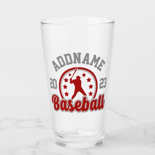 Gepersonaliseerde NAAM Baseball Team Speler Game Glas (Voorkant)