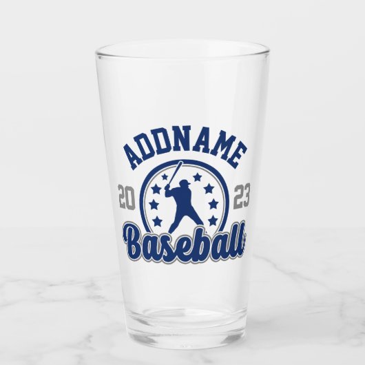 Gepersonaliseerde NAAM Baseball Team Speler Game Glas (Voorkant)