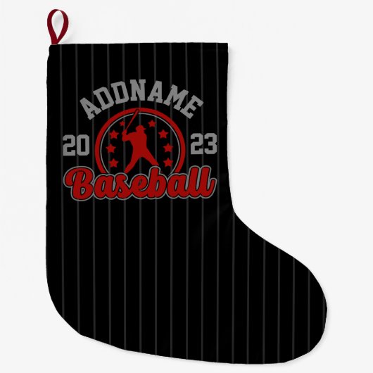Gepersonaliseerde NAAM Baseball Team Speler Game Grote Kerstsok (Voorkant)