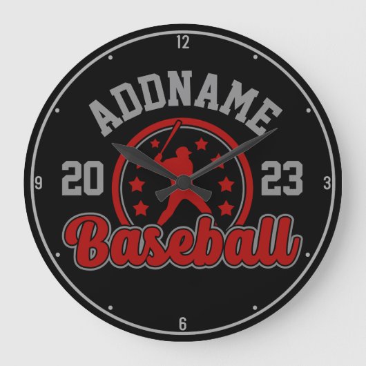 Gepersonaliseerde NAAM Baseball Team Speler Game Grote Klok (Voorkant)