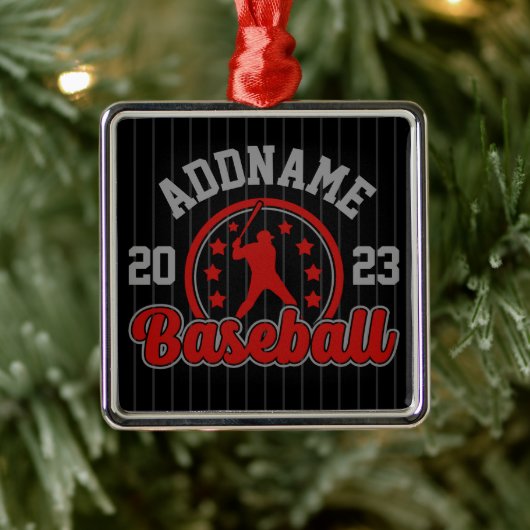 Gepersonaliseerde NAAM Baseball Team Speler Game Metalen Ornament (Boom)