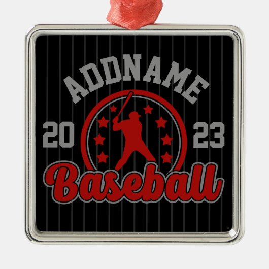 Gepersonaliseerde NAAM Baseball Team Speler Game Metalen Ornament (Voorkant)
