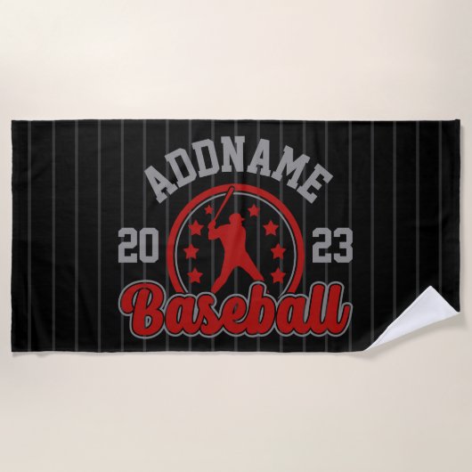 Gepersonaliseerde NAAM Baseball Team Speler Game Strandlaken (Voorkant)