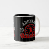 Gepersonaliseerde NAAM Baseball Team Speler Game Tweekleurige Koffiemok (Voorkant rechts)