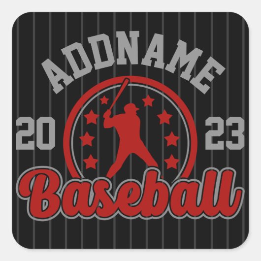 Gepersonaliseerde NAAM Baseball Team Speler Game Vierkante Sticker (Voorkant)