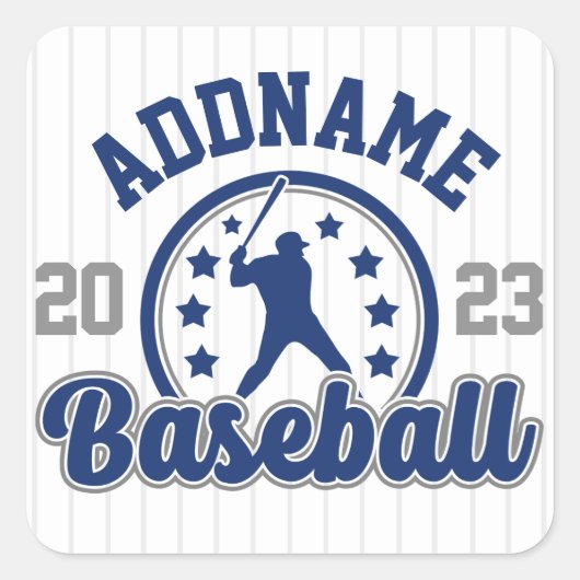 Gepersonaliseerde NAAM Baseball Team Speler Game Vierkante Sticker (Voorkant)