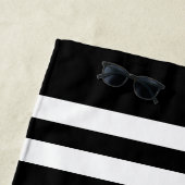 Gepersonaliseerde naam Basketbal Black Stripes Strandlaken (In situ)