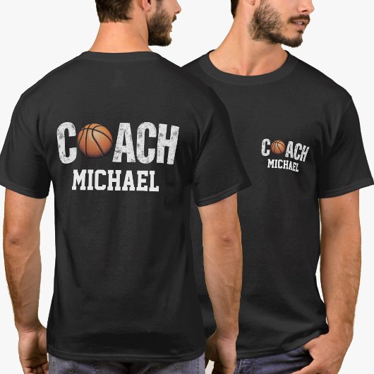 Gepersonaliseerde naam Basketbal coach achter & vo T-shirt