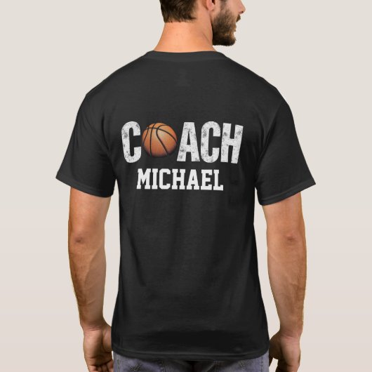 Gepersonaliseerde Naam Basketbal coach custom t-sh T-shirt (Achterkant)