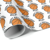 Gepersonaliseerde naam Basketbal Happy Birthday Cadeaupapier (Rol Hoek)