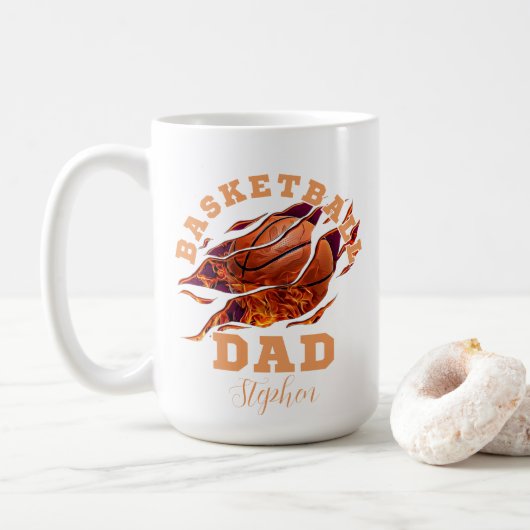 Gepersonaliseerde naam basketbal vader vaders dag koffiemok (Met donut)