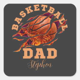 Gepersonaliseerde naam basketbal vader vaders dag vierkante sticker