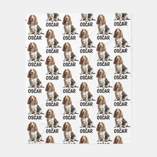 Gepersonaliseerde naam Basset Hound Fleece Deken (Voorkant)